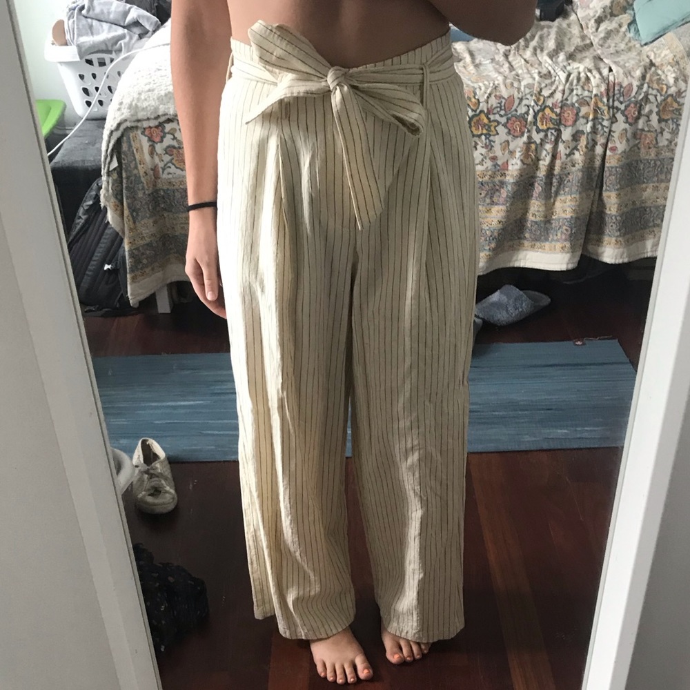 Uniqlo pinstripe pants tie waist